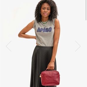 Clare V Mirabel Oxblood Rustic Crossbody Bag with Logo Nylon Webbing Strap VGUC